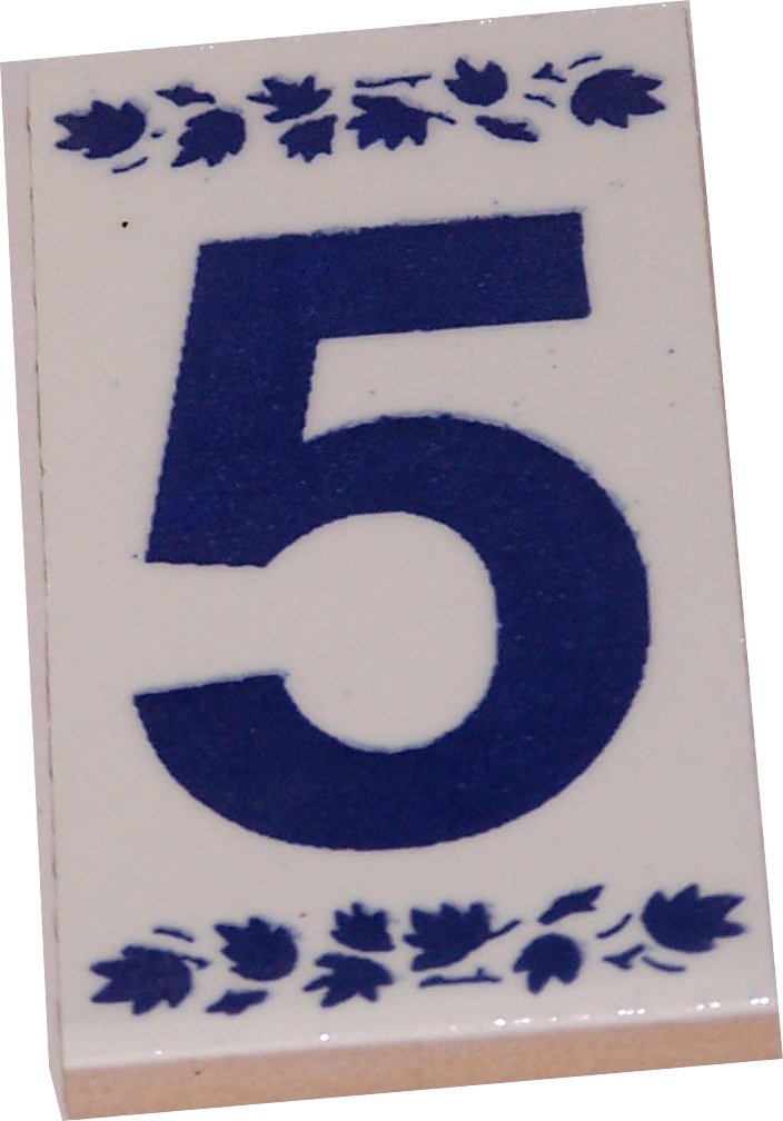 Holy Land Market Numeral Five Painted Tile from Jerusalem - 3x1.5 Inches - Asfour Outlet Trademark