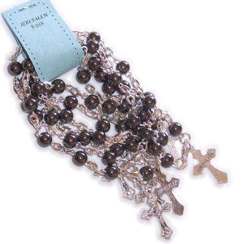 Six ( 6 ) Round Hematite Beads chaplets 10 beads Rosaries Set (Bead size 6mm-...