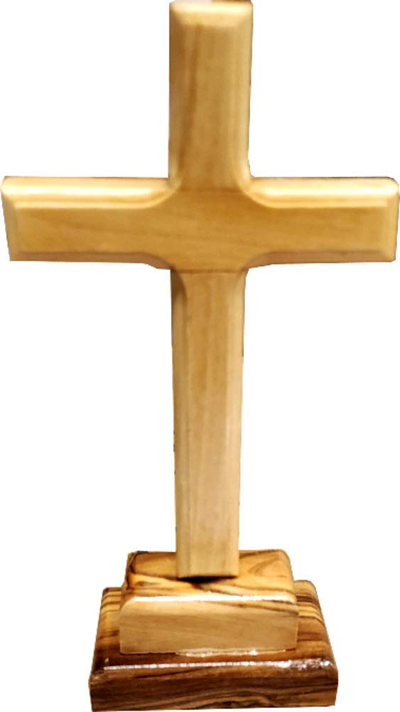Holy Land Market Standing or Table Altar Olive Wood Cross
