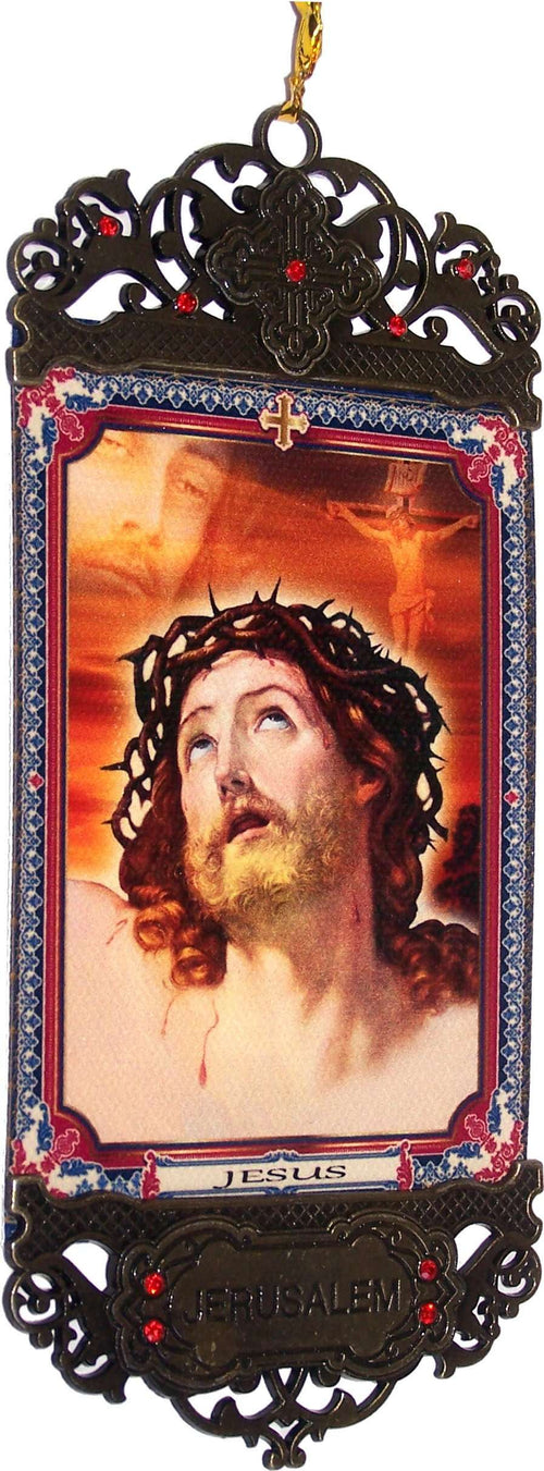 Tapiz de pared Agonía de nuestro Señor del Mercado de Tierra Santa con impresión térmica en tela sintética decorada (16 x 7 cm O 6.5 x 2.8 pulgadas)