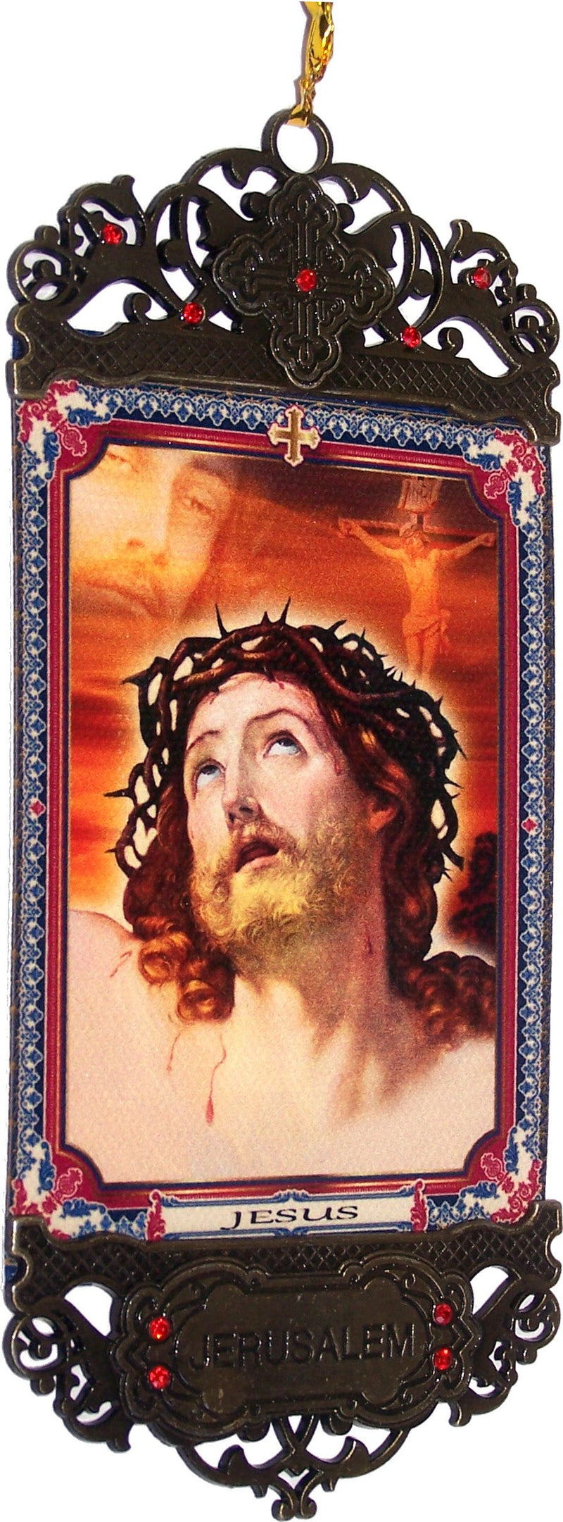 Holy Land Market Agony of our Lord wall hanging heat printing on synthetic cloth decorated (16 x 7 cm OR 6.5 x 2.8 Inches)