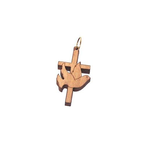 Cruz de Paloma del Espíritu Santo de Madera de Olivo con láser (8cm o 3.15" de largo)