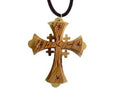 Holy Land Market Olive Wood Jerusalem Cross Pendant (3" H)