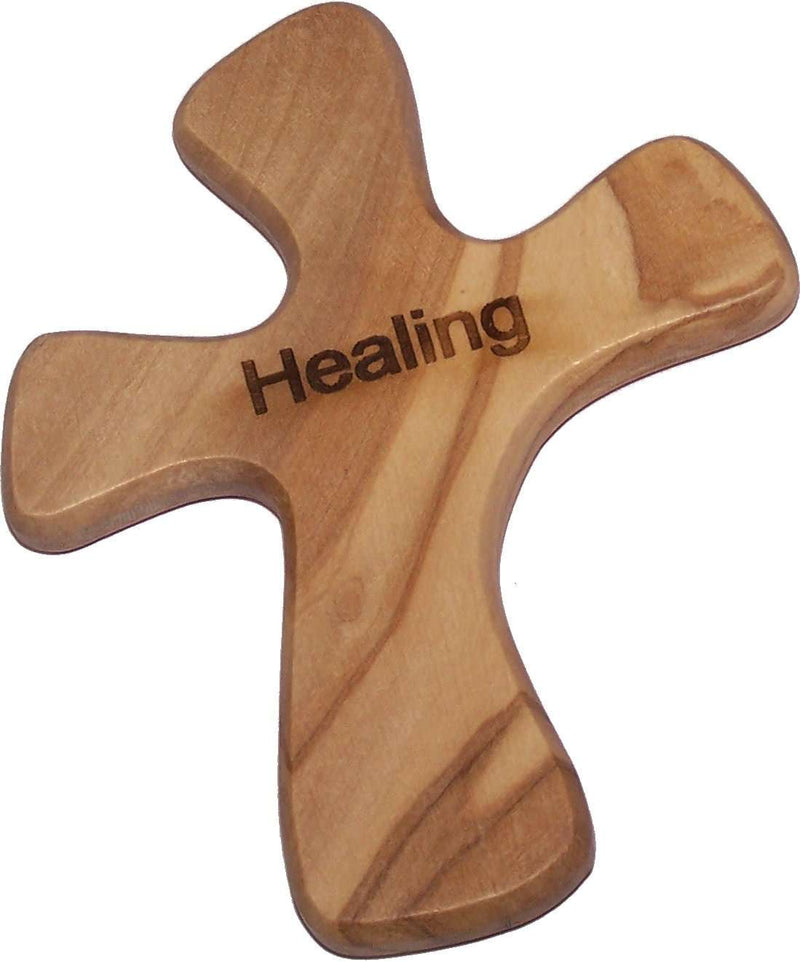 Cruz de mano que se sentará cómodamente en tu mano - Modelo sanador (4.5 x 3.75 pulgadas)