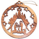 Holy Land Market Bethlehem Nativity scene olive Wood Ornament - Laser carving (9 cm 3.5" di.