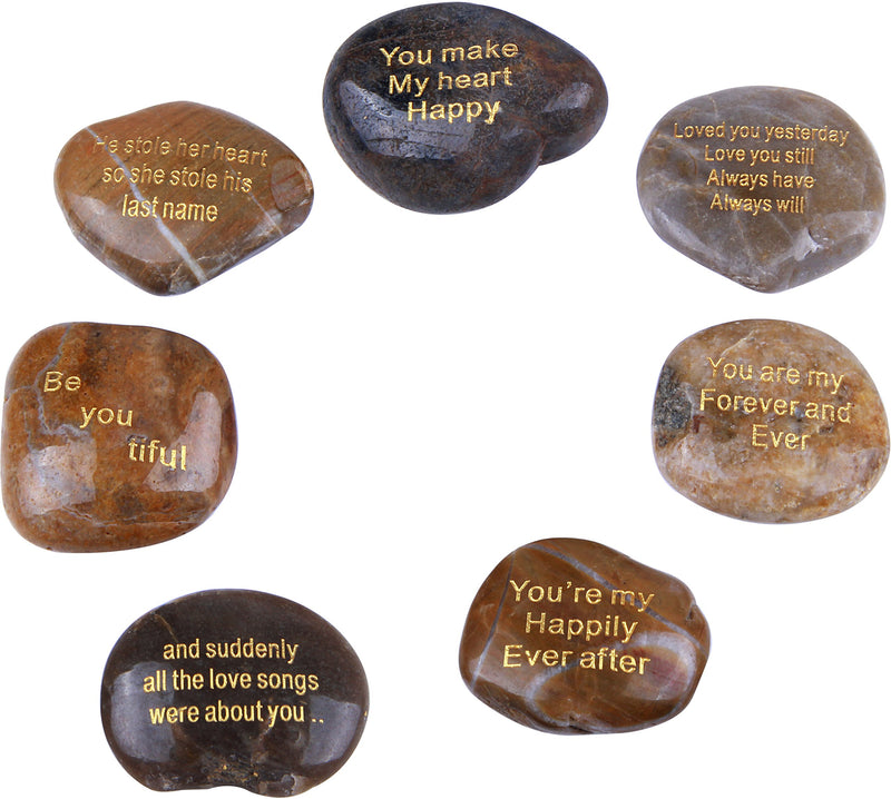 Holy Land Market Seven Love and Romance Engraved River Stones Set - Model III