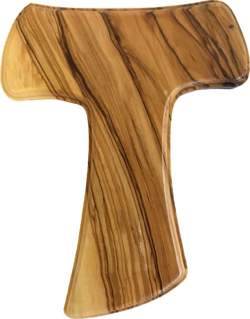 Holy Land Market Large and thick Wall Tau hand carved olive wood Tau Cross - Hanging (16 cm or 6.5 inches) with Certificate