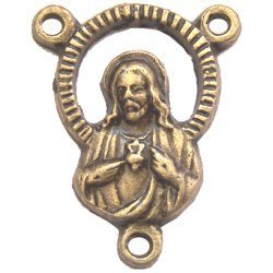 Sacred Heart with Mary Center piece - Bronze (1.7 cm-0.7")