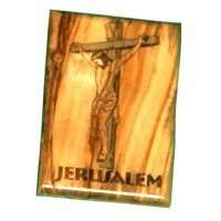 Imán de Crucifixión - Madera de olivo (6x4 cm o 2.4x1.6)