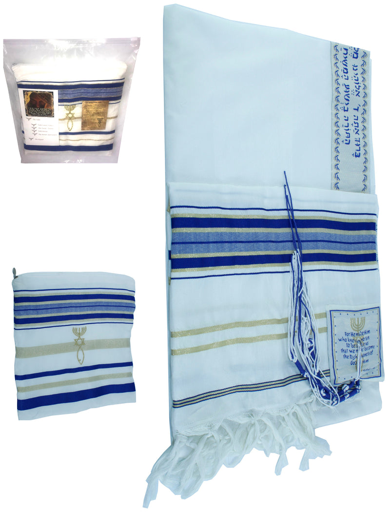 HolyLandMarket Mens Messianic Shawl/Tallit - The Messiah Tallit (Royal Blue)
