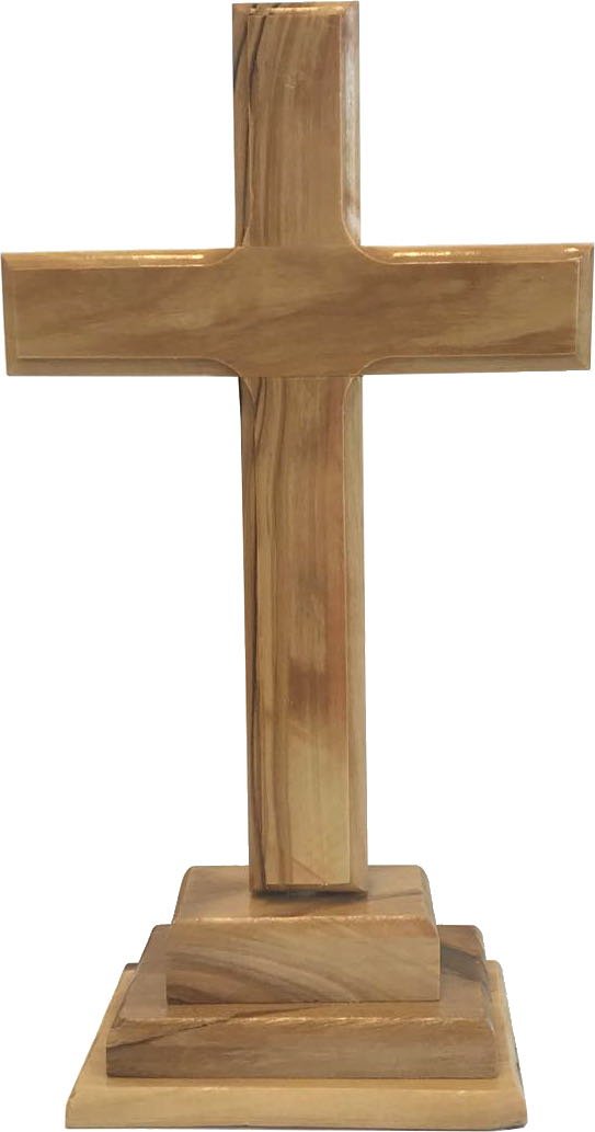 Holy Land Market Standing or Table Altar Olive Wood Cross