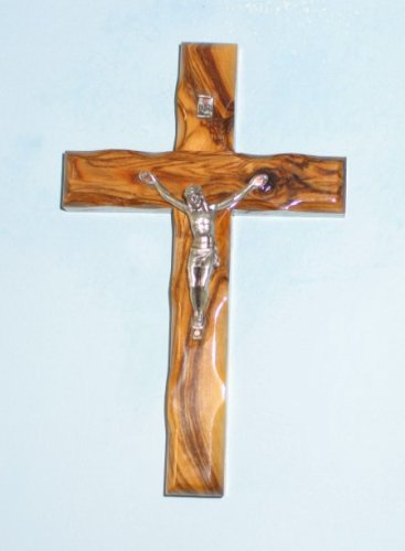 Holy Land Market Eight Inch (8) Bethlehem Olive Wood Cross and Crucifix