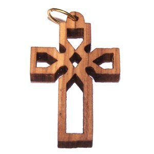Olive wood Celtic Cross Laser Pendant (6cm or 2.36" long )