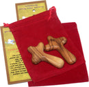 Small Olive Wood Pocket Comfort Holding Cross Package with Velvet Bag & Lord's Prayer Card - The Holding or Hand Cross (2 inches)