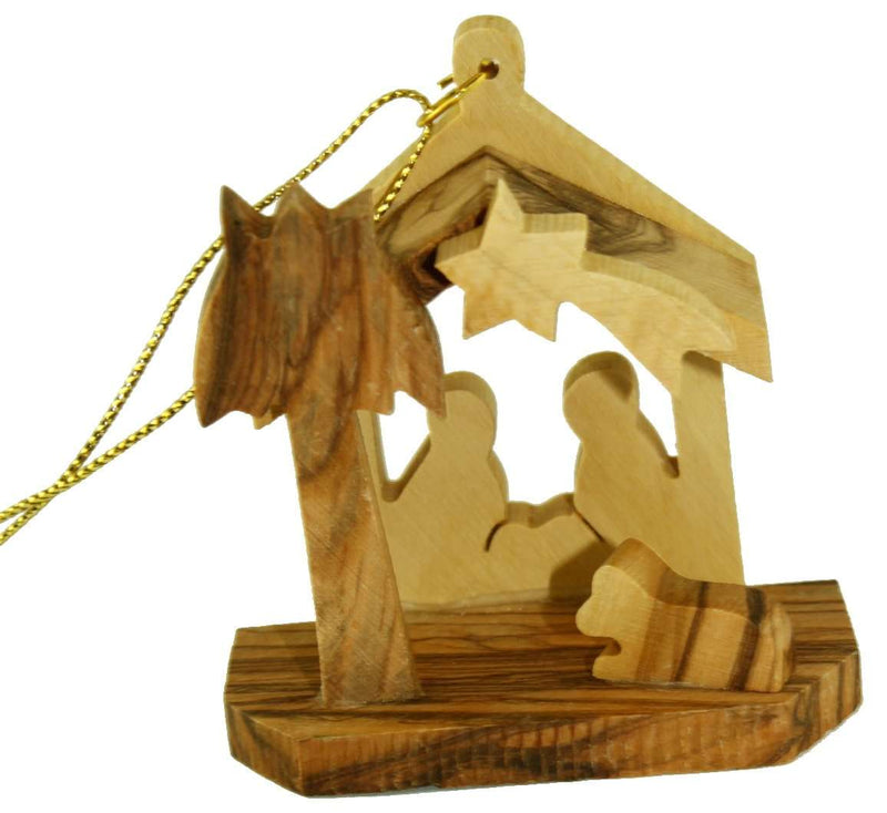 Holy Land Market Olive Wood Small Nativity Ornament (2.6" H)