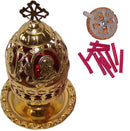 Holy Land Market Brass Oil Lamp - Church Supplies and Accessories - with Oil Glass Cup and Wicks and Floaters