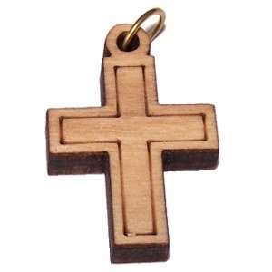 Cruz latina de madera de olivo con láser (6 cm o 2.36" de largo)