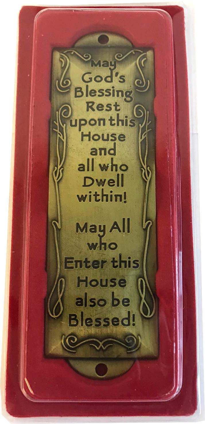 Holy Land Market Shema Metal Blessing Mezuzah with Scroll