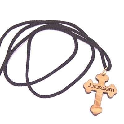 Cruz Ortodoxa - Collar de Madera de Olivo, el collar mide 60cm de largo - 23.5 pulgadas