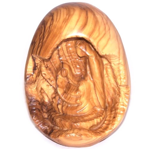 Egg with nativity carved within or inside - one piece (12 cm or 5 inch high)