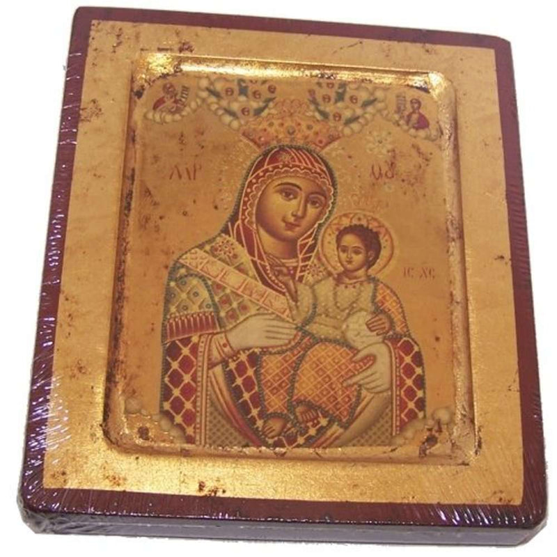 Icono de la Madre Bendita de Belén con Hojas de Oro (Litografía) - estilo I