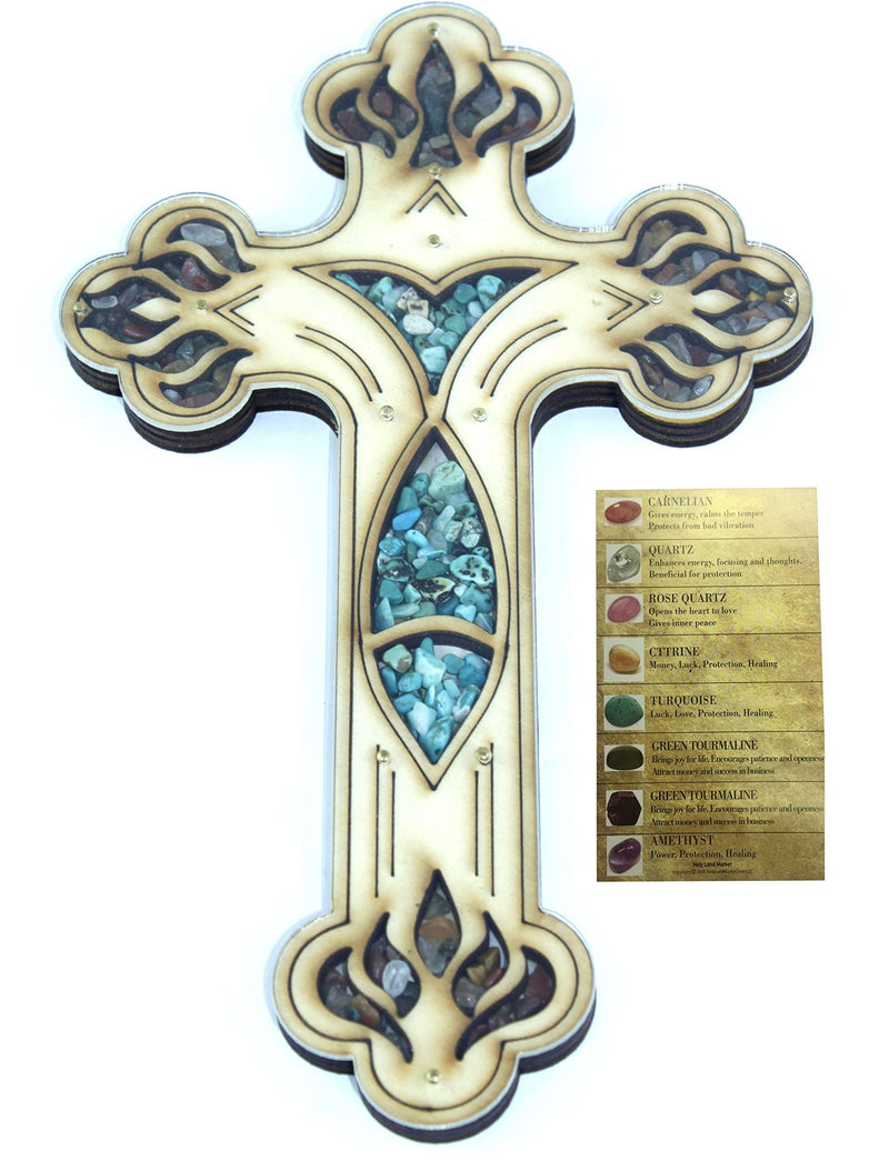 Cruz de Jesús Salvador Llenada con piedras semipreciosas de cornalina rojiza ardiente de la Tierra Santa