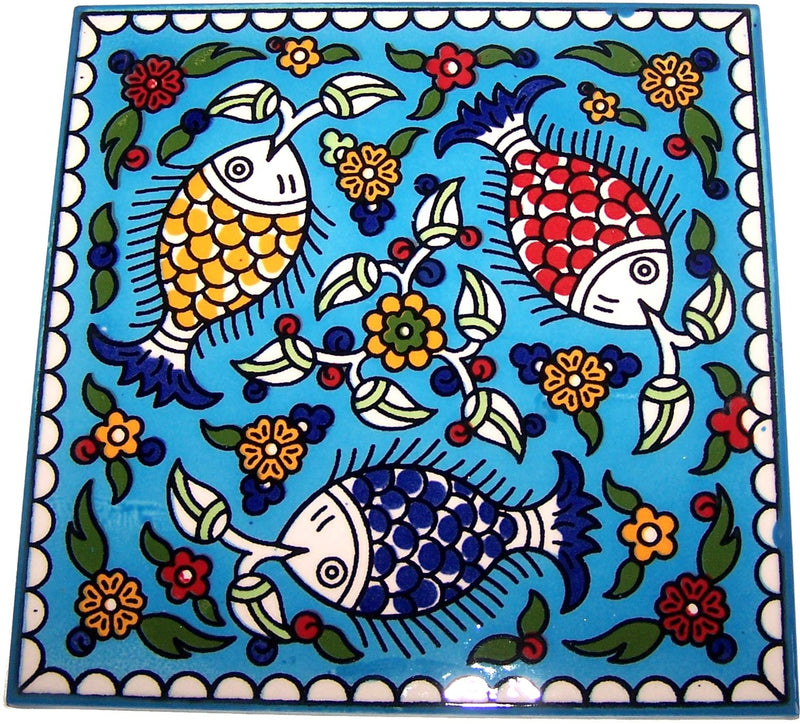 Modular Hand Painted Tile from Jerusalem Model III - 6 Inches - Asfour Outlet Trademark
