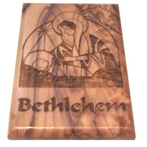 Holy Land Market Bethlehem Nativity Scene Magnet - Olive wood (6x4 cm or 2.4x1.6)