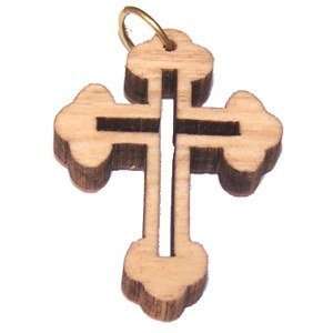 Olive wood Eastern Cross Laser Pendant(6cm or 2.36" long )