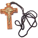 St. Benedict Wooden Bronze Crucifix pendant w/CSSMI medal - Thick (7cm or 3.