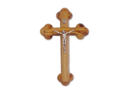 Olive Wood Cross with Crucifix "The Cross of the Fourteen Stations" (5 inches high)