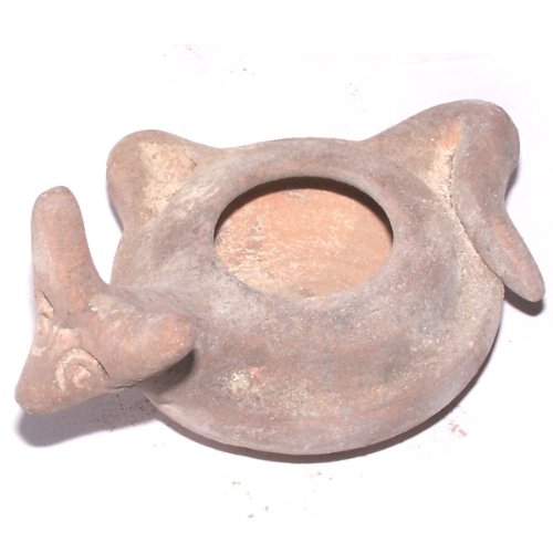 Antique animal wick Clay Oil Lamp - ancient model