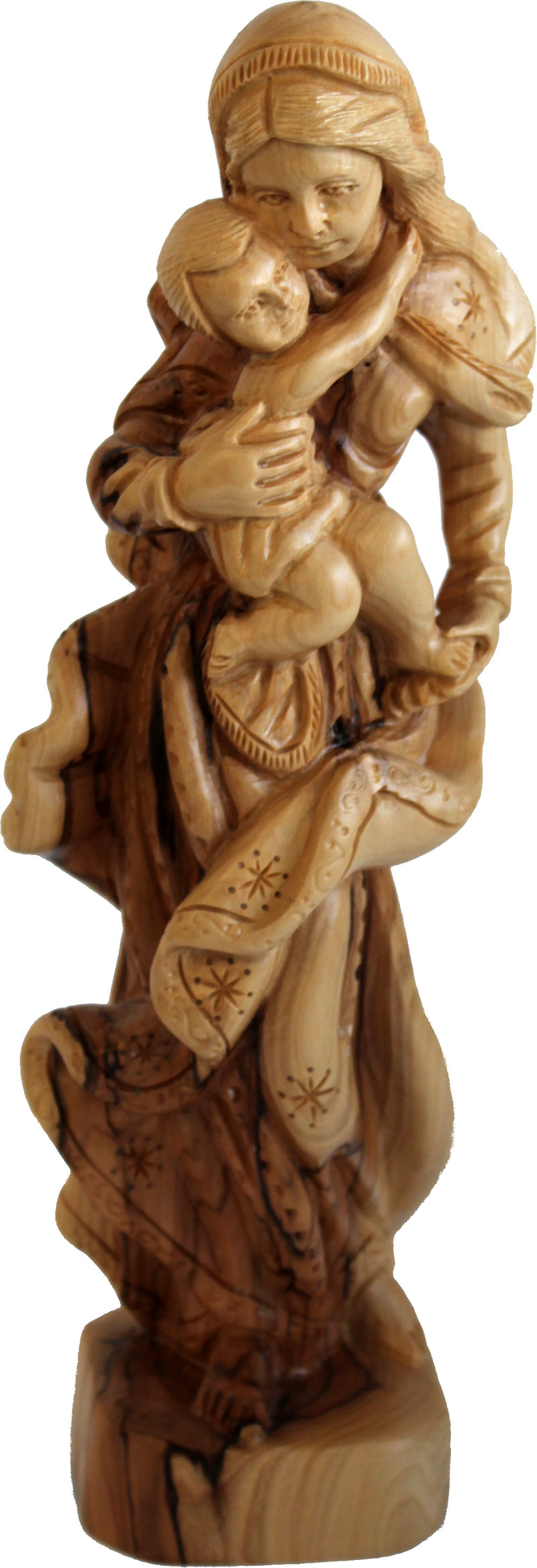 Grade A - Stand of Mary with Baby Jesus - Olivewood (27 cm or 10.5 inches)