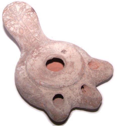 Antique three 3-wick Clay Oil Lamp - Herodian style ancient israeli heritage lamp