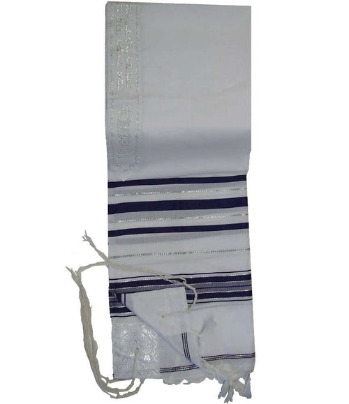 TALITNIA Tallit Acrílico (lana imitación) Chal de oración - Rayas MORADAS Y PLATEADAS - 24L x 72W