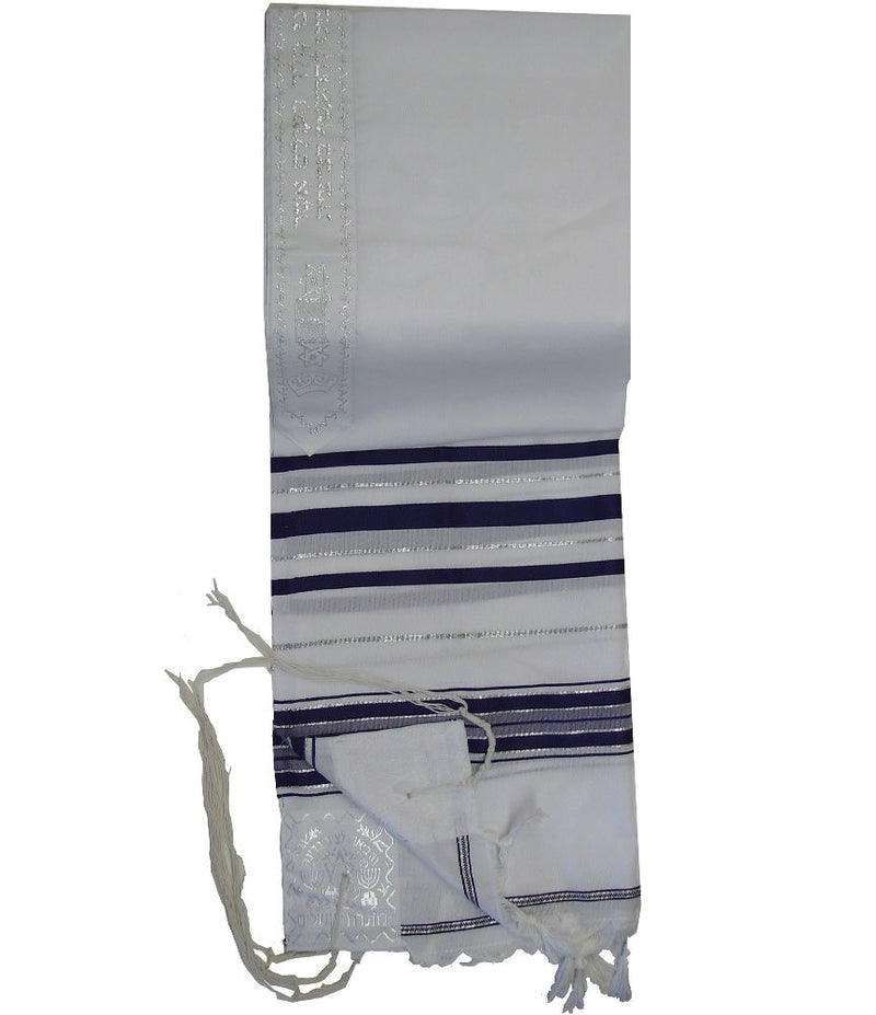 TALITNIA Acrylic Tallit (imitation Wool) Prayer Shawl - PURPLE& SILVER Stripes - 24L x 72W