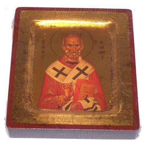 Holy  Saint Nicholas Icon with sheets of Gold (Lithography) - style IV