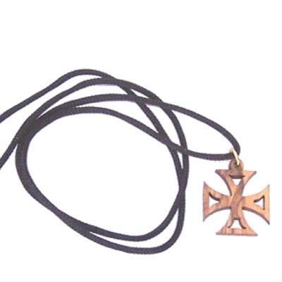 Patte Cross - olive wood necklace, necklace is 70 cm long - about 28 Inches