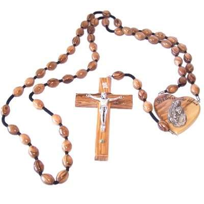 Holy Land Market Olive Wood Wall Hanging Rosary with Certificate and Gift Box ( 39 Inches Long )