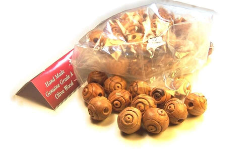 Cuentas de Rosario de Madera de Olivo Talladas de 20 mm (60 cuentas) - Madera de Olivo de Belén