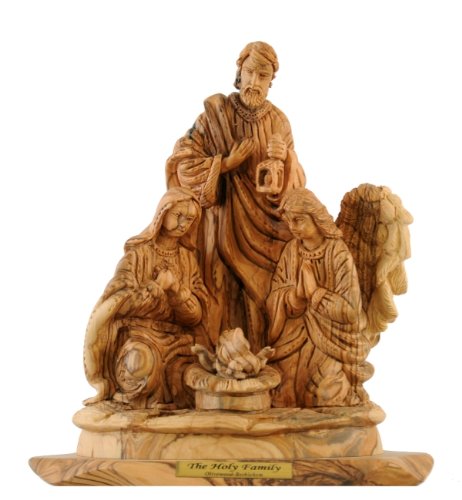 Birth of Our Lord - Holy Family Olive Wood Statue - Museum Quality (26x24cm or 10.3 inches high)