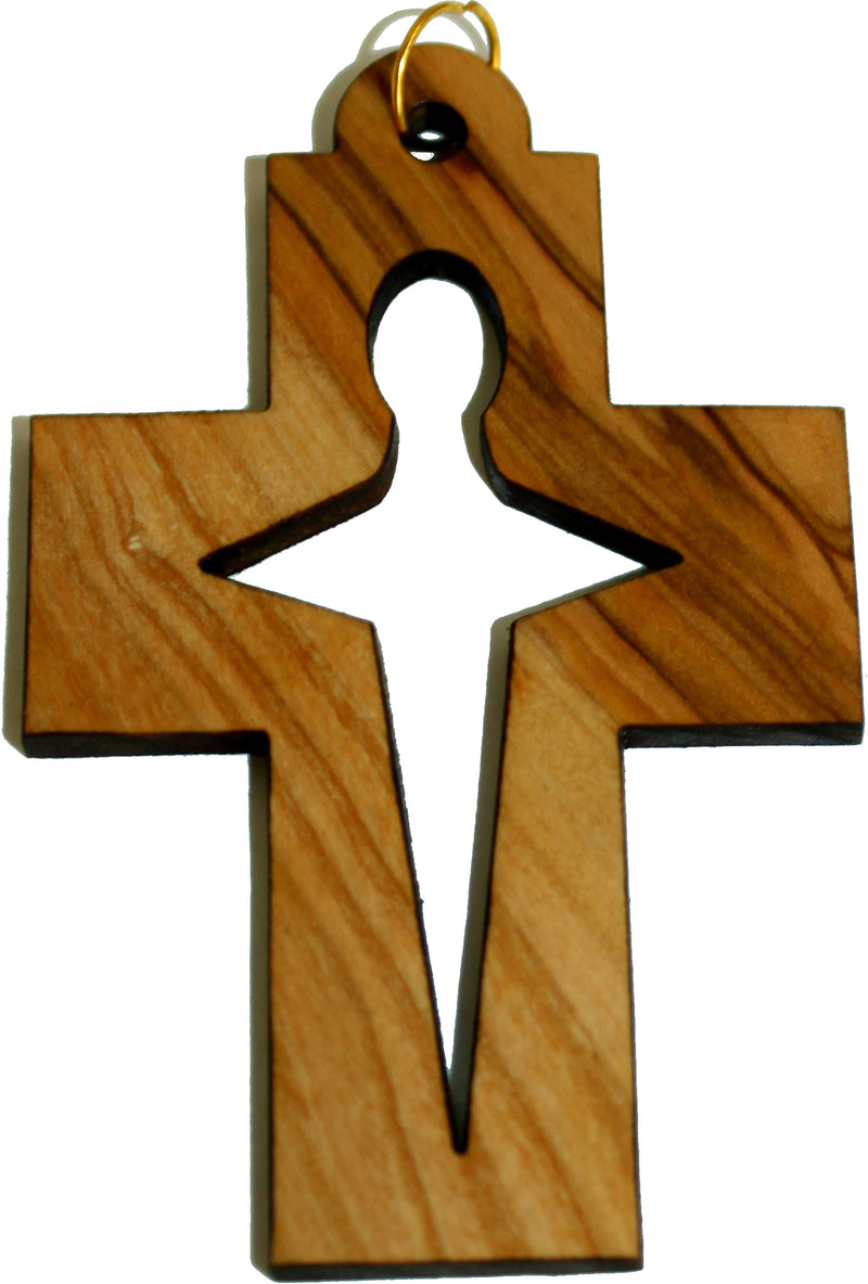 Olive wood Latin Cross Laser Pendant (8cm or 3.15" long )