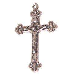 Crucifijo de rosario de estaño 46x29 mm - Crucifijo de la Trinidad (1.8x1.1")