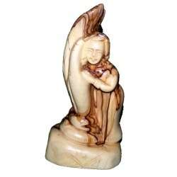 Ángel con palma - Madera de olivo (15x7.5x5.5 cm o 5.9x2.9x2.2")