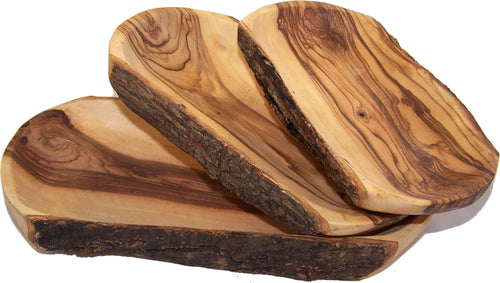 Set de Tazón Ovalado de Madera de Olivo Tallado a Mano/Plato (Tazones de 5.5, 6.5 y 8 Pulgadas) - Marca Registrada Asfour Outlet
