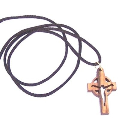 Modern Crucifix Celtic style - olive wood necklace, necklace is 60cm long - 23.5 inches )
