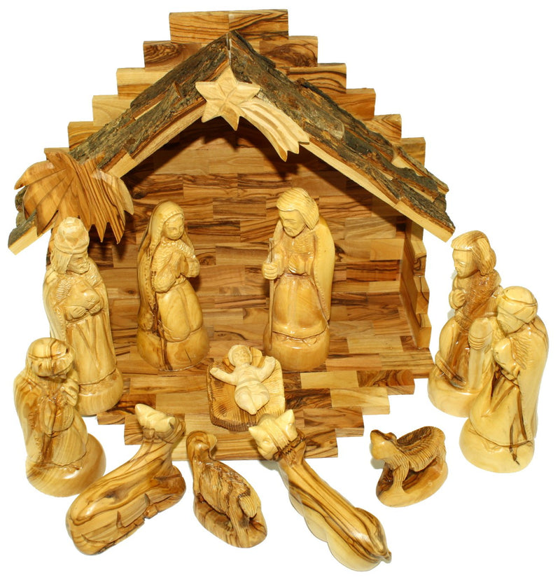 Holy Land Market Olive Wood Nativity Set - Traditional Carving