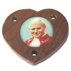 Pope John Paul II - center wooden enamel piece (3.5cm or 1.37")