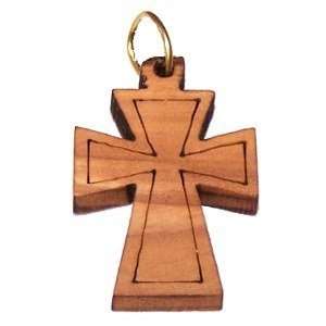 Colgante láser de cruz de madera de olivo maltés (2.9x1.9 cm o 1.1x0.75")