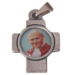 John Paul II Cross medal - Pewter (1.7x2.3 cm-0.65x0.9")